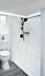 A new shower with matte black fixtures