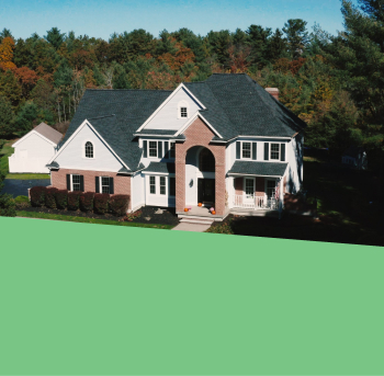 overhead view of a home with a clear view of a roof