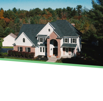 overhead view of a home with a clear view of a roof